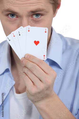 Photo: Man with four ACES Man with four ACES