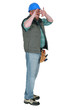 Tradesman shielding his face