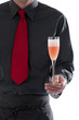 Server holding cocktail glass