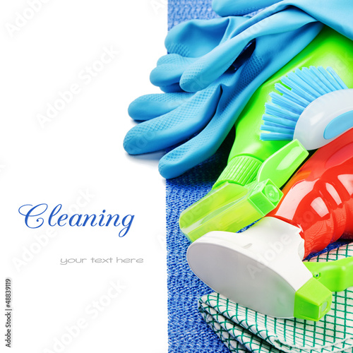 Photo: Colorful cleaning products Colorful cleaning products
