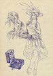 Vaudeville artist dancing - hand drawing
