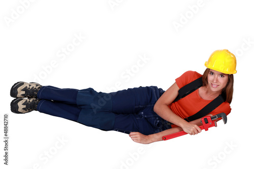 Photo: craftswoman in a strange position craftswoman in a strange position