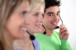 Young people working in a call centre