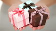 Woman holding Christmas gifts