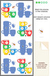 Match to shadow visial puzzle - colorful cups with daisy prints