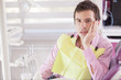 Male patient at the dentist office with a toothache
