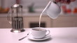 Milk pouring into coffee