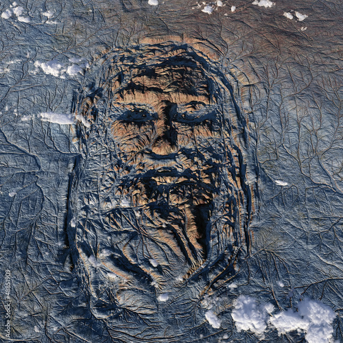 Illustration: human face on the Earth human face on the Earth