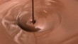 Melted chocolate into pool of chocolate in slow motion