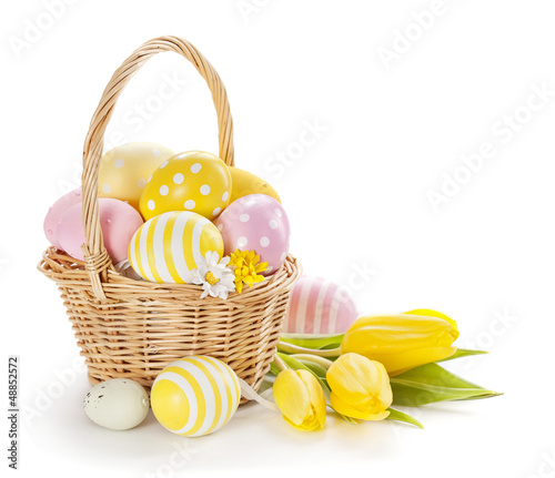 Photo: Basket with easter eggs Basket with easter eggs