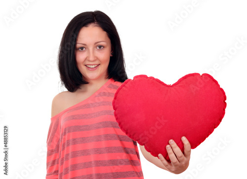 Photo: happy teenage girl with heart happy teenage girl with heart