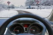 Driving a car in the snow