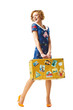 Beauty young girl with suitcase in hand