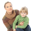 Young modern mother holds a daughter