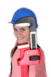 Woman holding pipe wrench