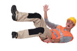 Labourer falling backwards