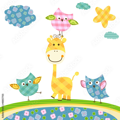 Vector: cute owls & giraffe cute owls & giraffe
