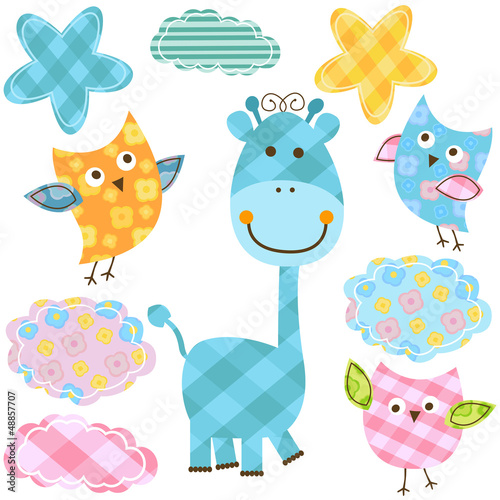 Vector: cute owls & giraffe cute owls & giraffe