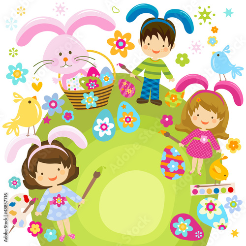 Vector: easter children easter children