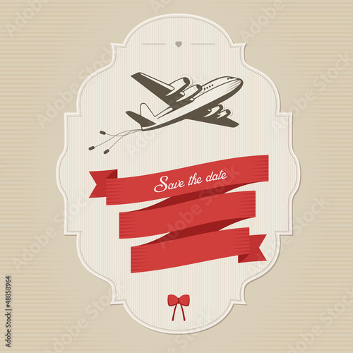 Vector: Vintage wedding invitation with retro aircraft Vintage wedding invitation with retro aircraft