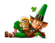 elf leprechaun with beer for saint patrick's day illustration
