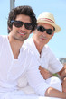 Grandfather and grandson with sunglasses