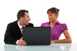 Business couple shocked at their laptop