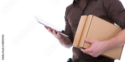 Photo: postman with tablet postman with tablet