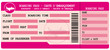 Boarding pass. PInk flight coupon.