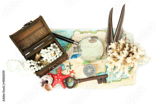 Photo: map of treasures isolated on white map of treasures isolated on white