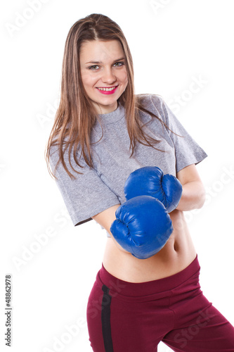 Photo: girl with boxing gloves girl with boxing gloves