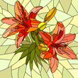 Vector illustration of flower red lilies.