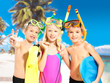 Portrait of the happy children enjoying at beach