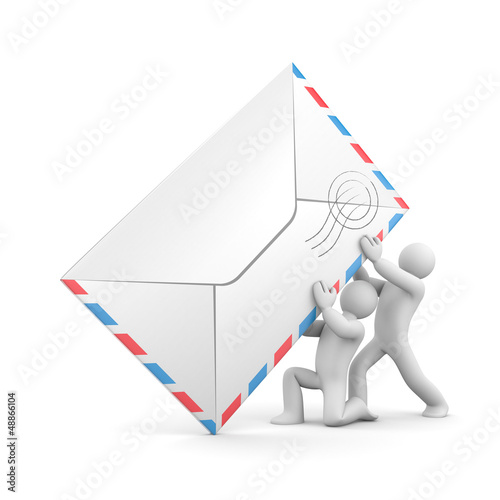 Illustration: People with mail. Teamwork People with mail. Teamwork