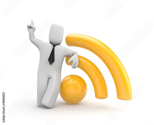 Illustration: Businessman with WIFI symbol Businessman with WIFI symbol