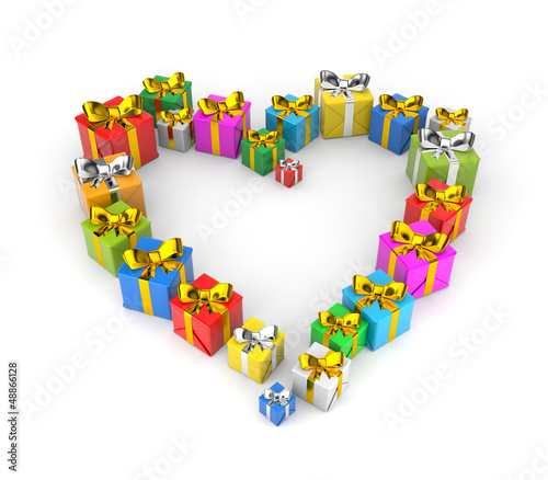 Illustration: Gifts arranged in shape of a heart Gifts arranged in shape of a heart
