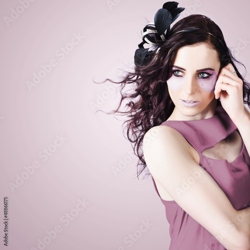 Photo: Stylish Portrait Of Fashion Girl In Purple Makeup Stylish Portrait Of Fashion Girl In Purple Makeup