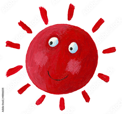 Illustration: Smiling red sun Smiling red sun