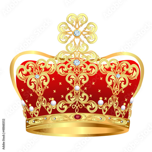 Vector: royal gold crown with jewels and ornament royal gold crown with jewels and ornament