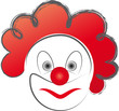 Lachender Clown mit roten Haaren