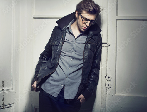 Photo: Silent sad man with head full of thoughts Silent sad man with head full of thoughts