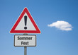 Achtung-Schild mit Wolke SOMMERFEST