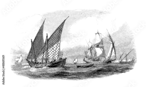 Illustration: Mediterranean Ships - 17th century Mediterranean Ships - 17th century