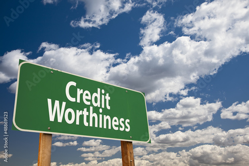Photo: Credit Worthiness Green Road Sign Credit Worthiness Green Road Sign