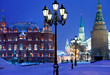Kremlin towers in winter snowing night