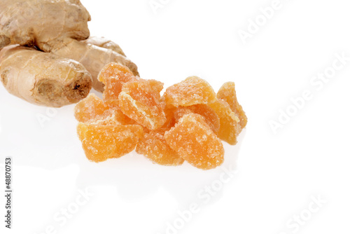 Photo: candied ginger with root candied ginger with root