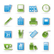 Business and office equipment icons - vector icon set