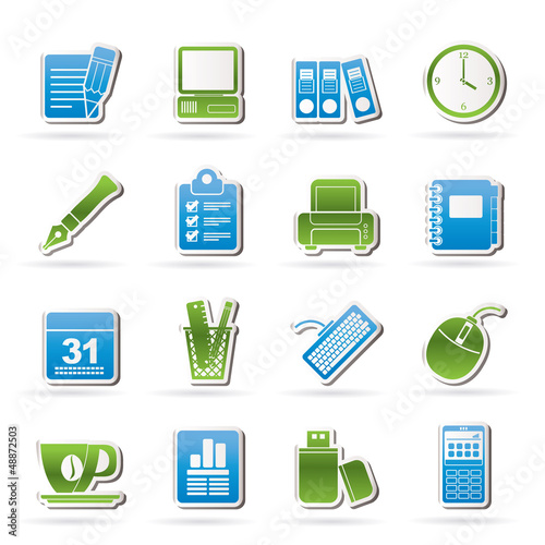 Vector: Business and office equipment icons - vector icon set Business and office equipment icons - vector icon set