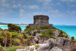 Archaeological ruins of Tulum at Caribbean Sea in Mexico