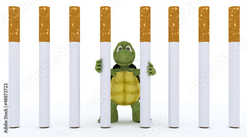 Illustration: tortoise escaping cigarette prison tortoise escaping cigarette prison